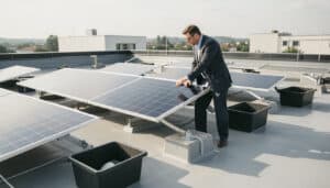 Lestage d’un panneau solaire sur toit plat sans perçage